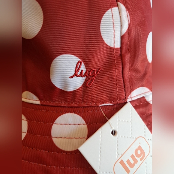 NWT Lug Reversible Red Polka Dot & Black Summer Beach Canopy Bucket Hat Cap - Picture 4 of 5